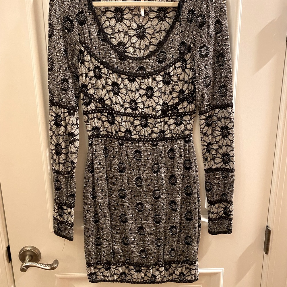 FREE PEOPLE Lace Bodycon Dress | Botanical Forest | Black/White | S